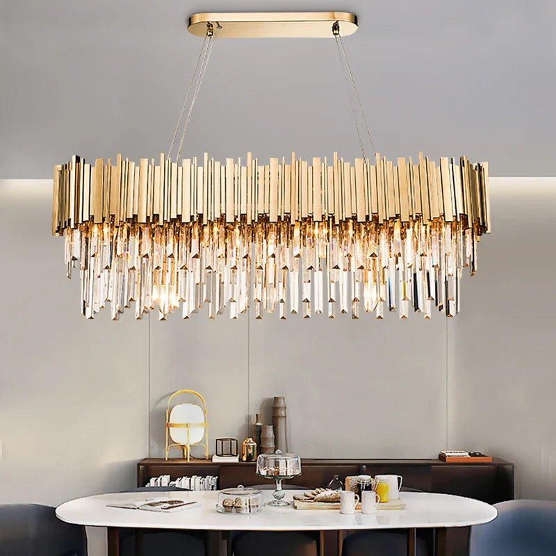 Afralia™ Gold Metal LED Pendant Lights Adjustable Living Room Dining Round Fixture