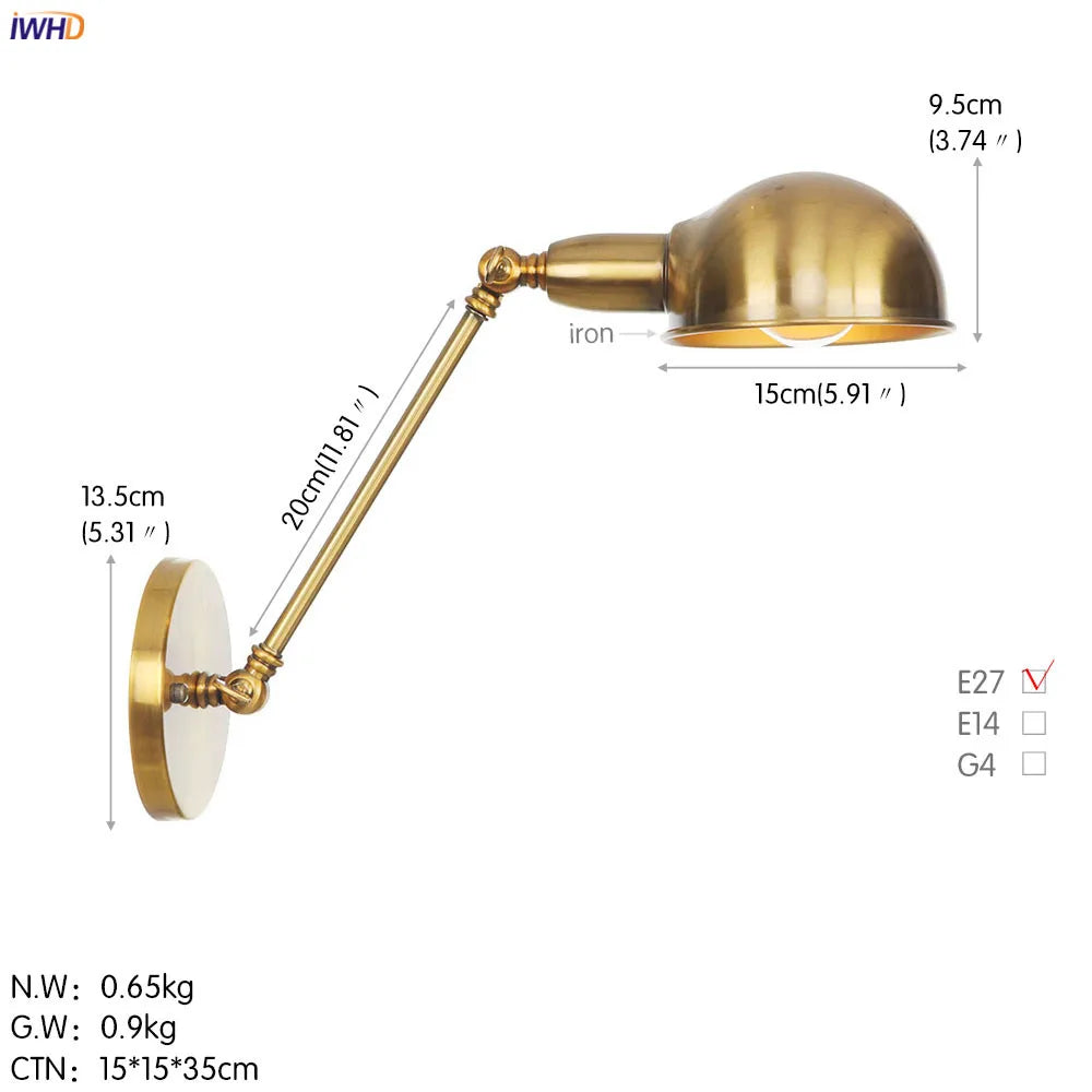 Afralia™ Vintage Industrial Wall Light Swing Arm LED Bedroom Cafe Stair Black