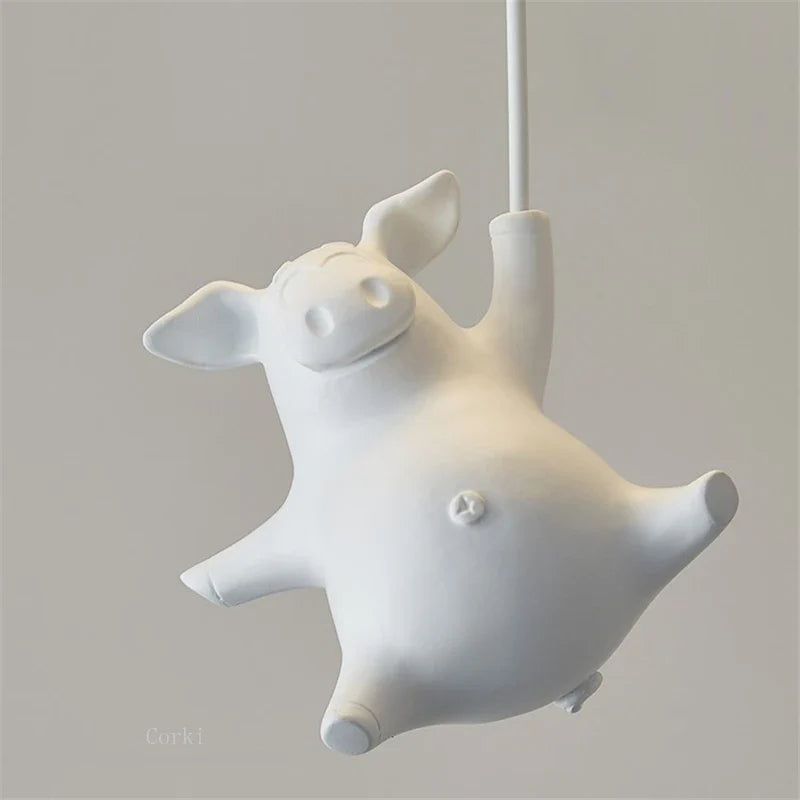 Afralia™ Flying Pig Resin LED Ceiling Light Kids Bedroom Lamp Deco Fixtures