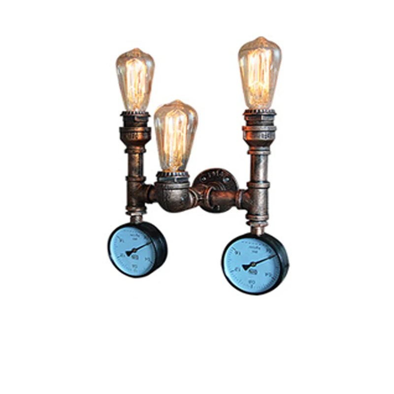 Afralia™ Steam Punk Iron Water Pipe Wall Lamp for Industrial Loft Decor