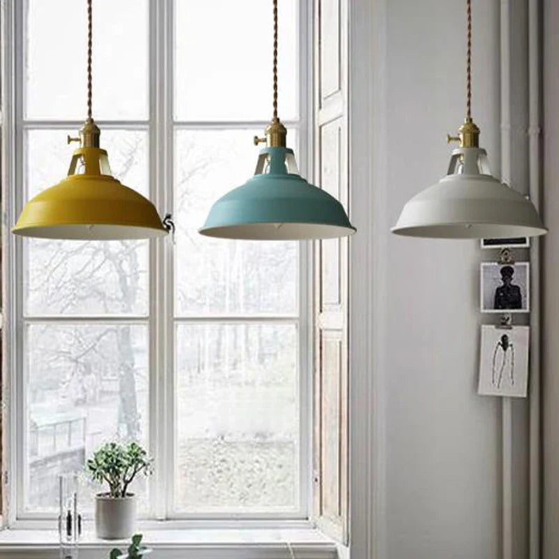 Afralia™ Vintage Pendant Light Retro Industrial Style Hanging Lamp Iron Lampshade