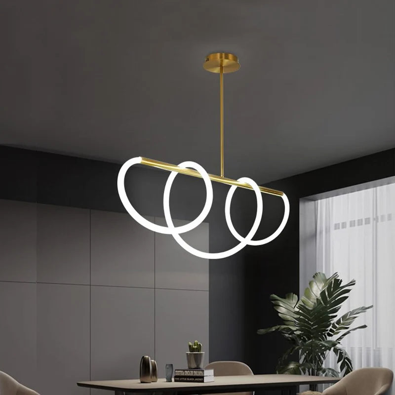 Afralia™ Nordic Light Luxury Chandelier for Living Room Dining LED Strip Lights