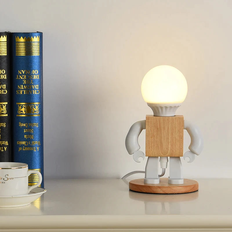 Afralia™ Modern Nordic White Wood LED Table Light for Children's Bedroom