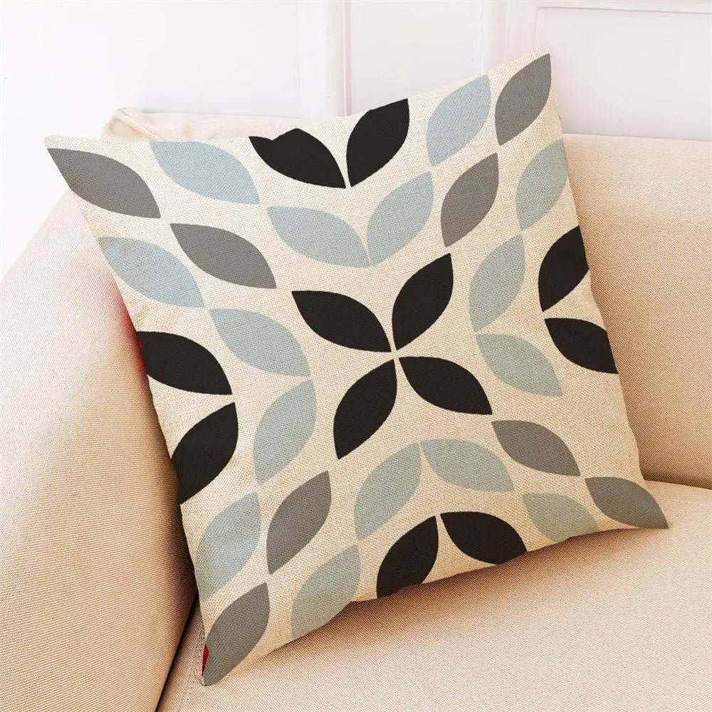 Geometric Pattern Printed Throw Pillow - Modern Brief Soft Cushion by Afralia™