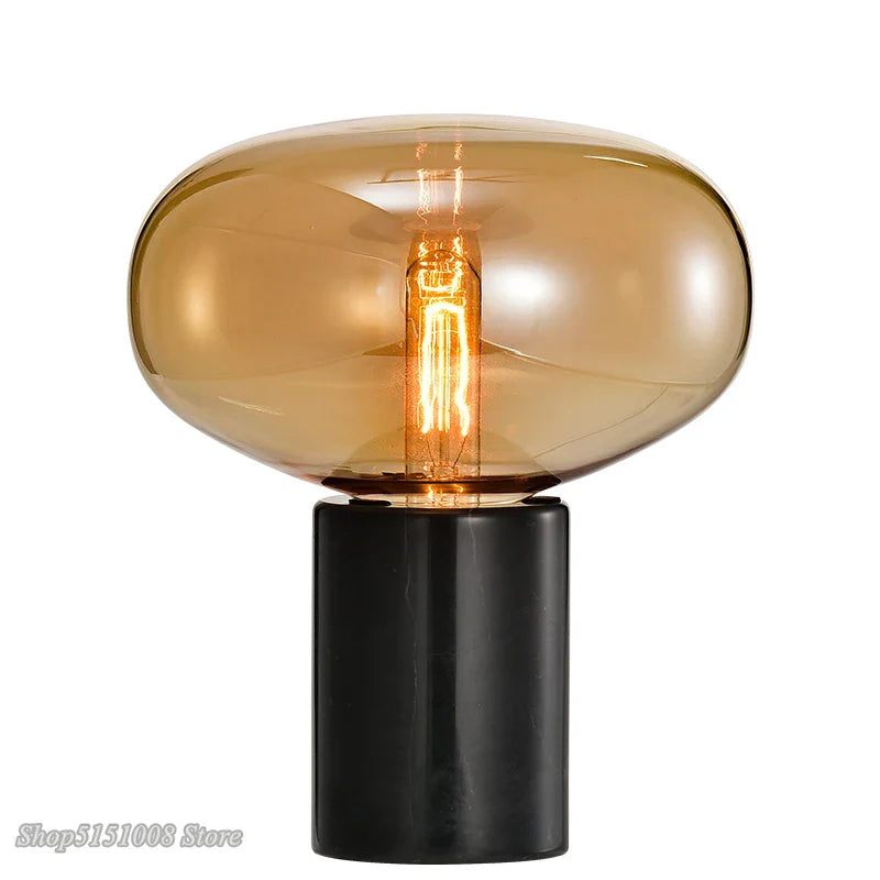 Afralia™ Amber Glass Table Lamp for Modern Living Spaces