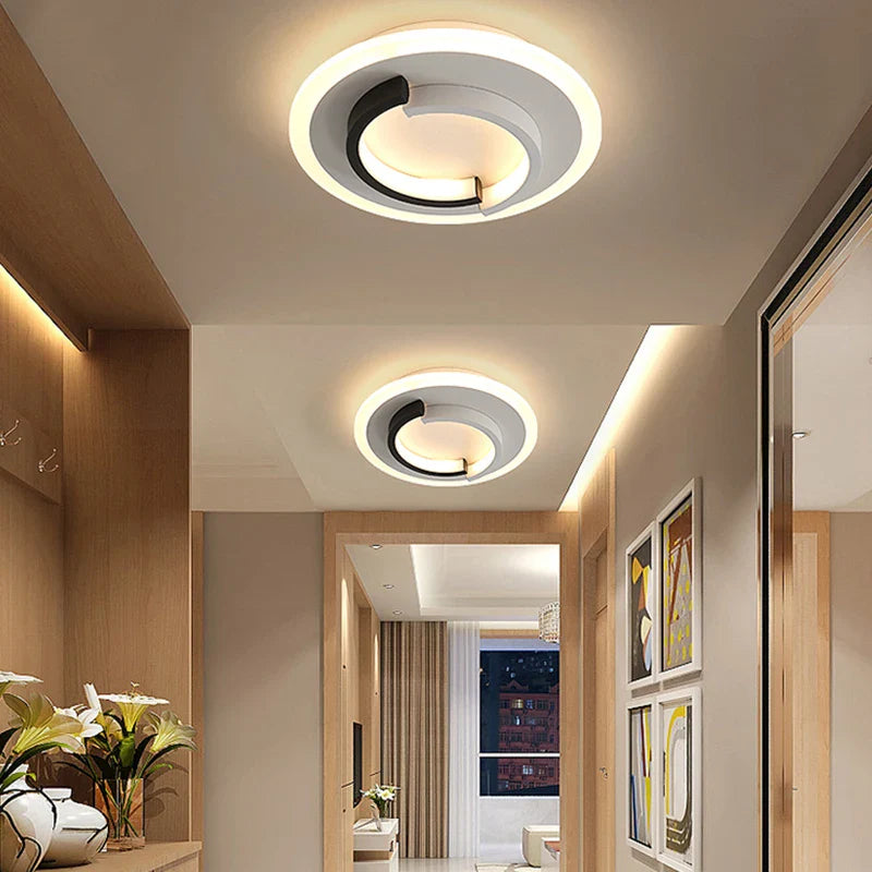 Afralia™ Modern Black & White LED Ceiling Lamp for Corridor, Hallway, Kitchen - Luster Lighting