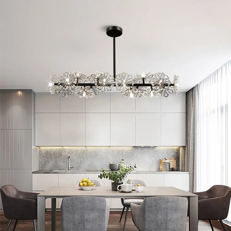Afralia™ Dandelion Flower Chandelier LED Lamp for Living Room Bedroom Restaurant Bouquet Decor