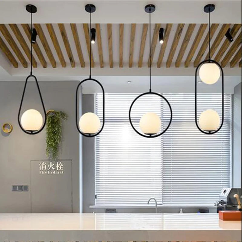 Afralia™ Glass Ball Pendant Lights | Modern Nordic LED Hanging Lamp for Dining and Bar