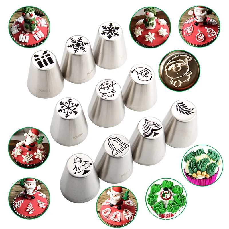 Afralia™ Rose Icing Nozzles Set - Christmas Series Pastry Decorating Tools