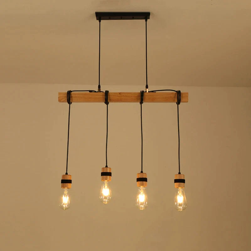 Afralia™ Solid Wood Pendant Lamp Chandelier for Living Room, Restaurant, and Dining Room