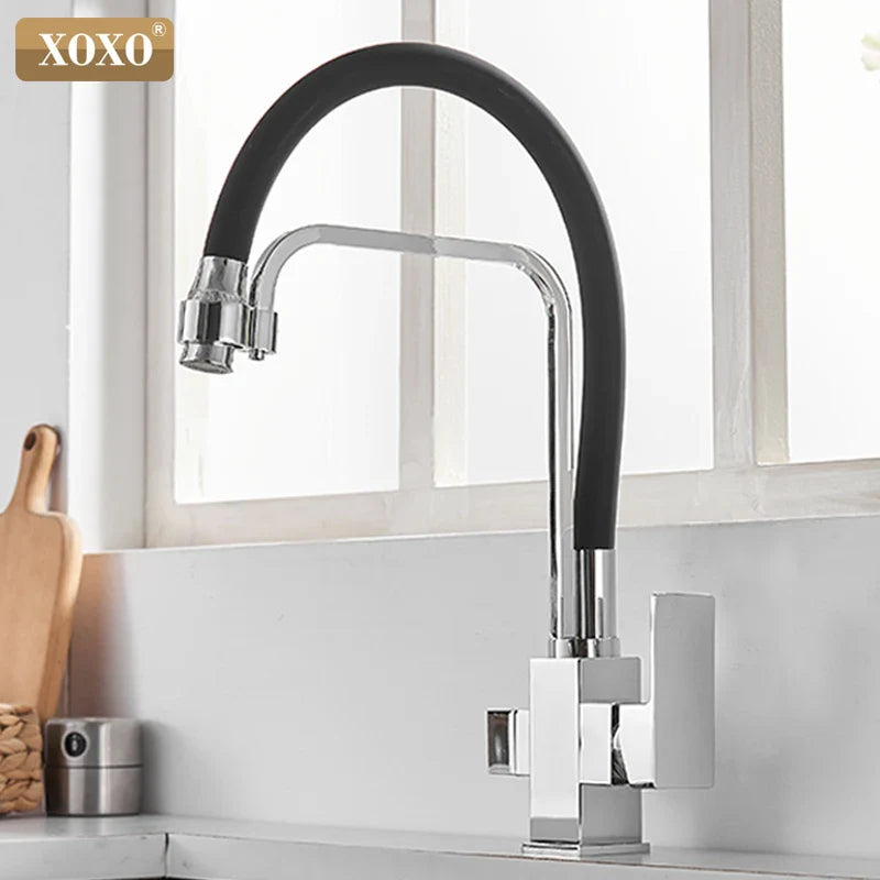 Afralia™ Black 360° Rotation Filter Kitchen Faucet Single Hole Mixer Tap Pure Water