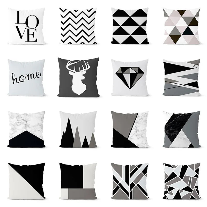Afralia™ Geometric Black & White Pillowcase Set – Home Sofa Decoration Cushion