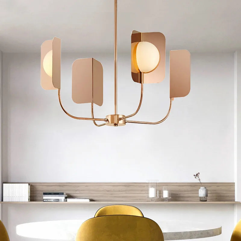 Afralia™ Milky Glass Ball Chandelier with Metal Leaves and G9 LED Lights for Luxury Living Room