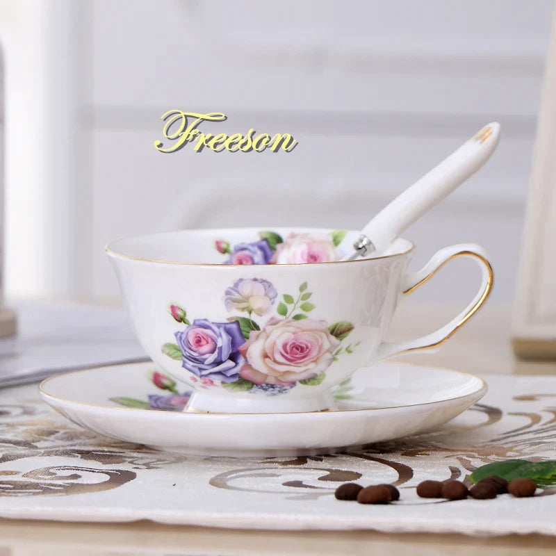 Afralia™ Elegant Ceramic Tea Cup Set 200ml British Porcelain Coffee Cup