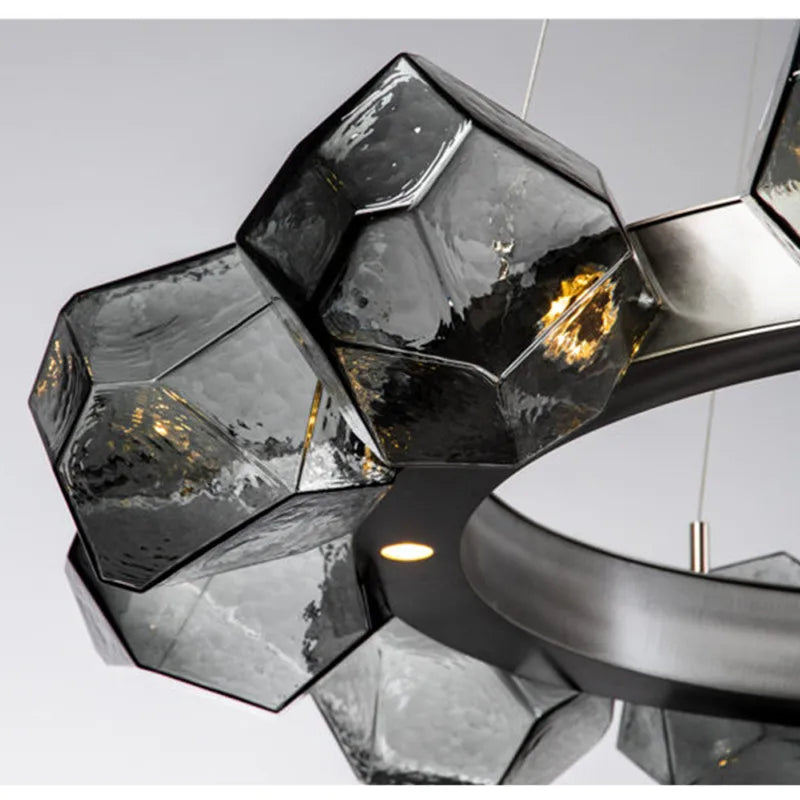 Afralia™ Round LED Glass Chandelier: Postmodern Art Designer Lighting for Home, Restaurant & Foyer