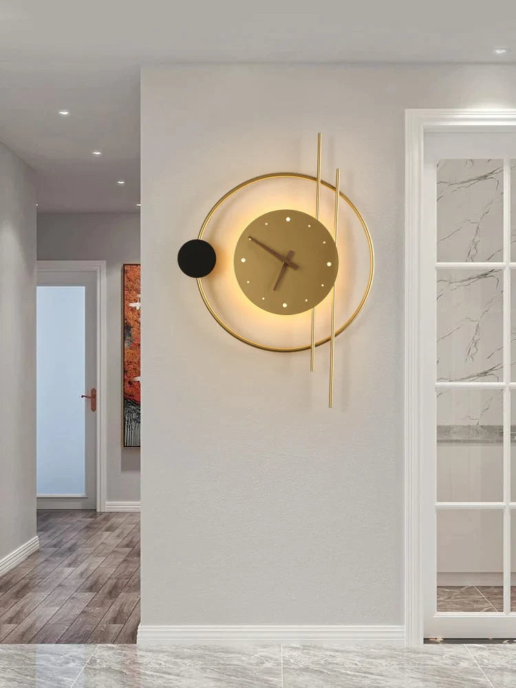 Afralia™ Minimalist Wall Clock Lamp for Living Room Decor