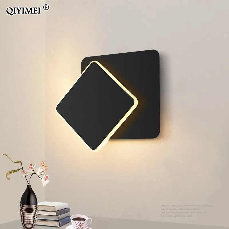 Afralia™ Rotatable Square LED Wall Lamp, 360° Lighting, Metal Fixture