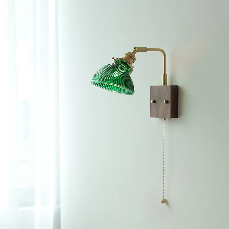 Afralia™ Clear Glass LED Wall Lights with Pull Chain Switch, Rotate Modern Nordic Wall Lamp