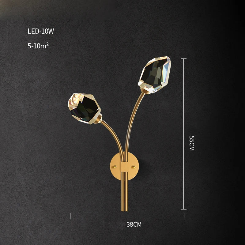Afralia™ Crystal Stone Designer LED Wall Sconce for Bedroom and Corridor