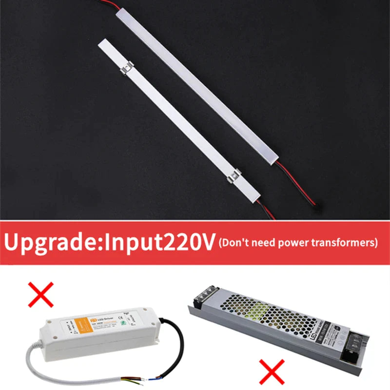 Afralia™ LED Black V-Type Tube Bar Light, SMD2835 Strip with Milky Cover Linear Profile