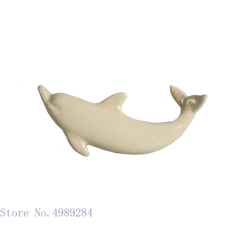 Afralia™ Dolphin Fish Ocean Background Ceramic Wall Decoration for Children's Room