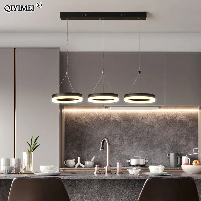 Afralia™ LED Pendant Lights: Modern Black & White Acrylic Fixture with Remote Control