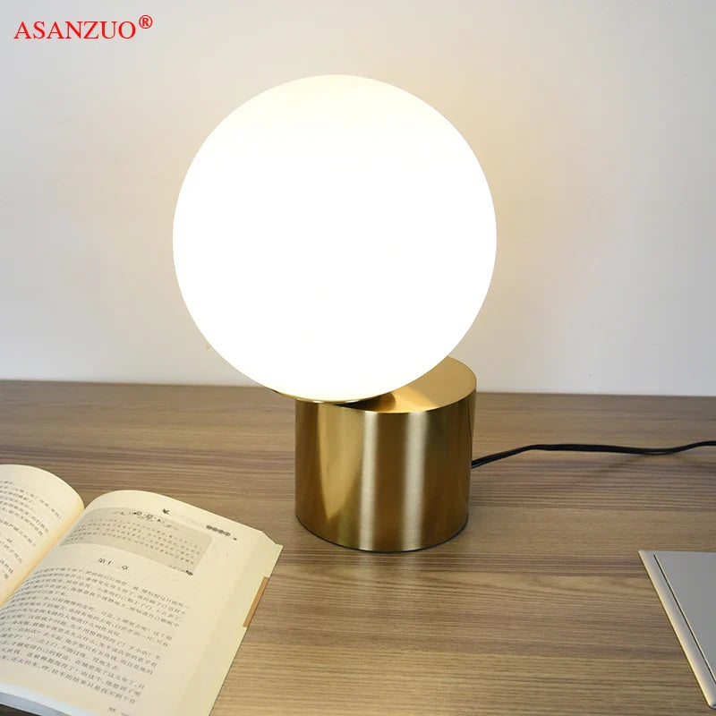 Afralia™ Nordic Glass Ball Table Lamp for Bedroom and Living Room