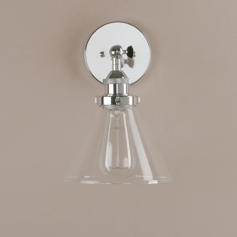 Afralia™ Funnel Glass Shade Wall Sconce Light Fixture - Modern Metal Lamp for Bedroom, Bathroom