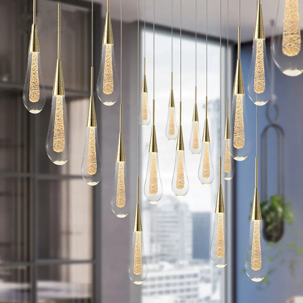 Afralia™ Crystal Glass LED Pendant Lights for Restaurant, Bar, and Staircase