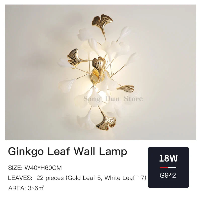 Afralia™ Ginkgo Leaf Wall Lamp: Modern Luxury for Bedroom, Living Room & Corridor