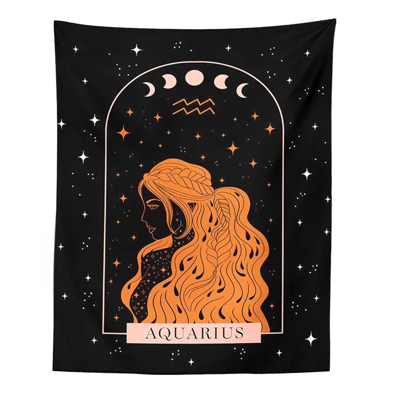 Afralia™ Celestial Constellation Tapestry Moon Phase Wall Hanging for Unique Home Décor