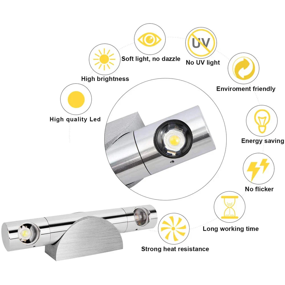 Afralia™ Rotatable LED Wall Light for Indoor Bedroom Home Decor