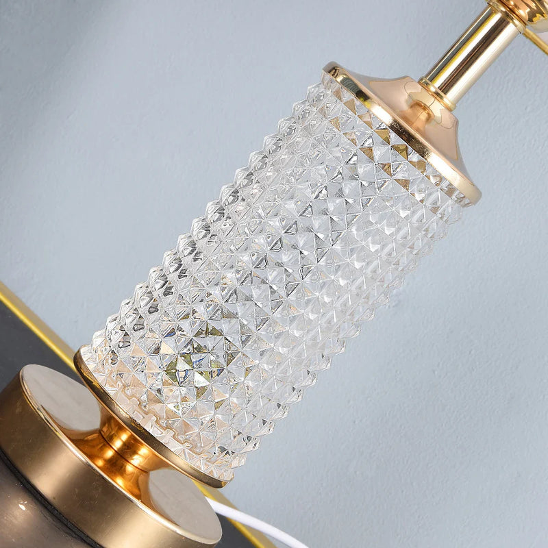 Afralia™ Clear Crystal Glass LED Table Lamp for Bedroom and Living Room