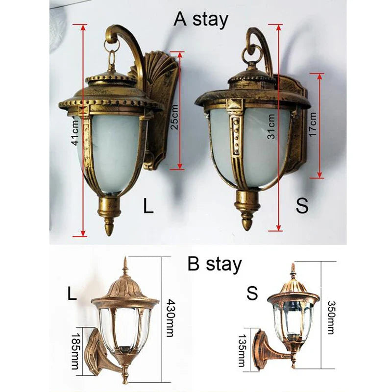 Afralia™ European Waterproof Outdoor Wall Lamp Classic Bronze Garden Fixture