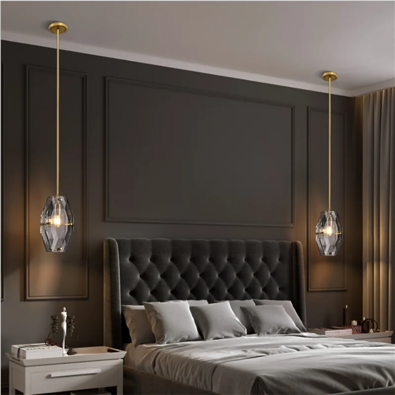 Afralia™ Crystal Glass Pendant Lamp Luxe Chandelier for Bedroom Restaurant Kitchen Home