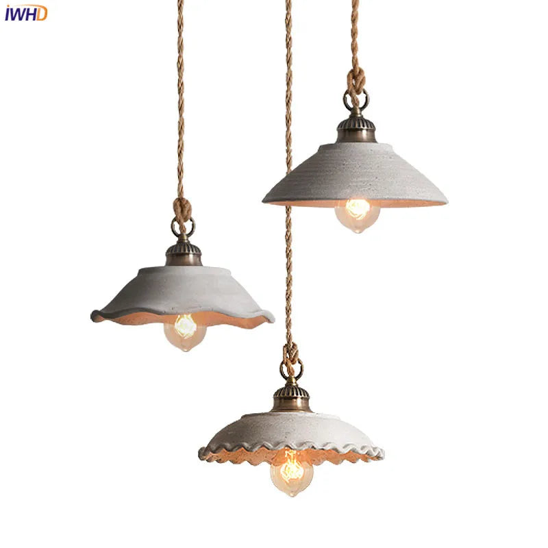 Afralia™ Cement Loft Style Industrial Pendant Light LED Luminaria