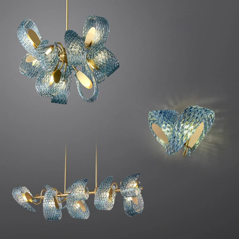 Afralia™ Copper Glass Blue Beauty Designer Wall Sconce LED Wall Light