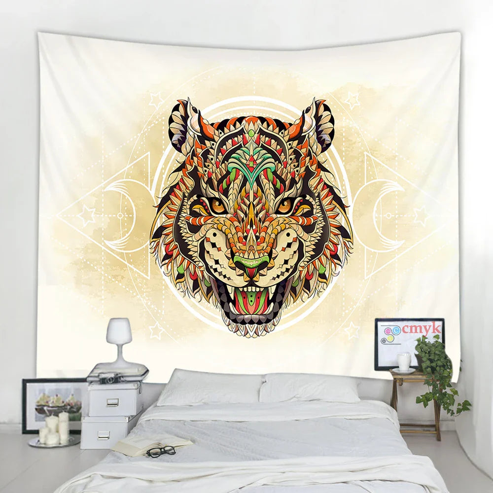 Afralia™ Animal Mandala Tapestry Wall Hanging Mat Beach Towel Blanket