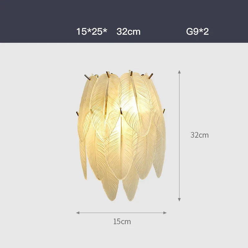 Afralia™ Art Deco White Glass Feather Chandelier with LED Lighting for Foyer & Bedroom