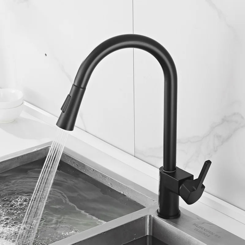Afralia™ Pull Out Kitchen Faucet, Single Hole Brass Sink Mixer Tap