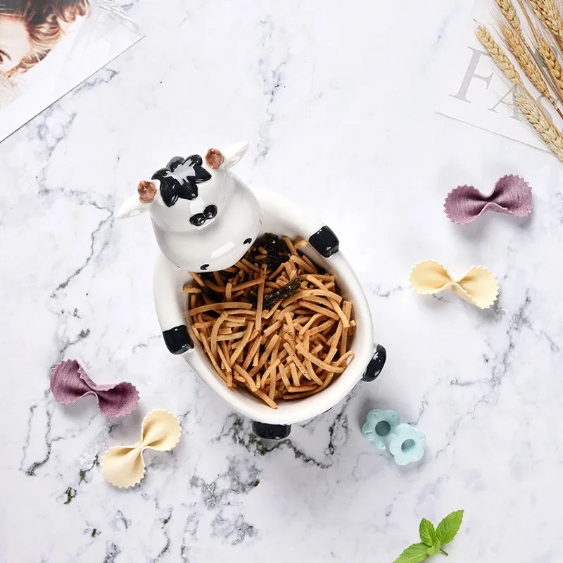 Afralia™ Duck Ceramic Dessert Bowl Snack Sushi Storage Breakfast Bowl