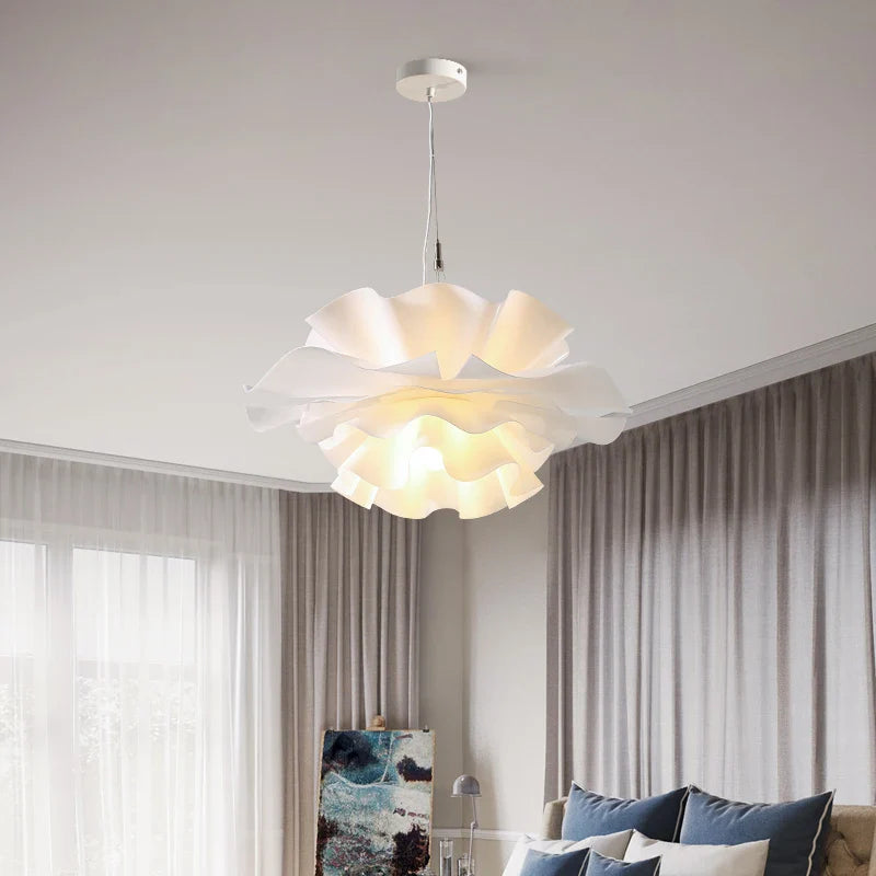 Afralia™ White Flower Chandelier Nordic Pendant Lamp for Bedroom Living Room Bar Dining Area