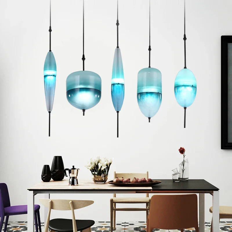 Afralia™ Glass Pendant Lamp: Blue Gradient Italian Designer Light for a Peaceful Space