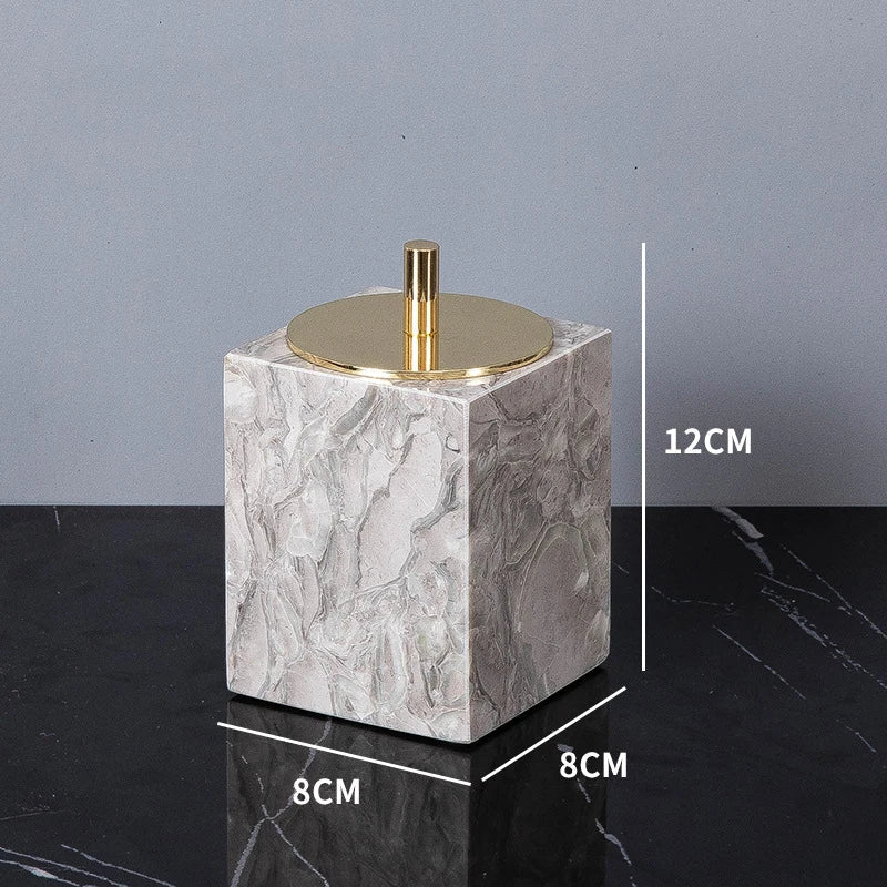 Afralia™ Marble Bathroom Accessories Set: Soap Dispenser, Toothbrush Holder, Cup, Soap Dish, Cotton Swab Can