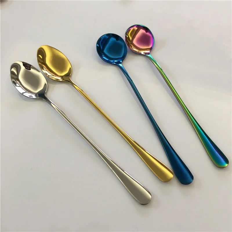 Afralia™ Stainless Steel Ice Spoon Stirred Spoon Dessert Spoon Kitchen Tools