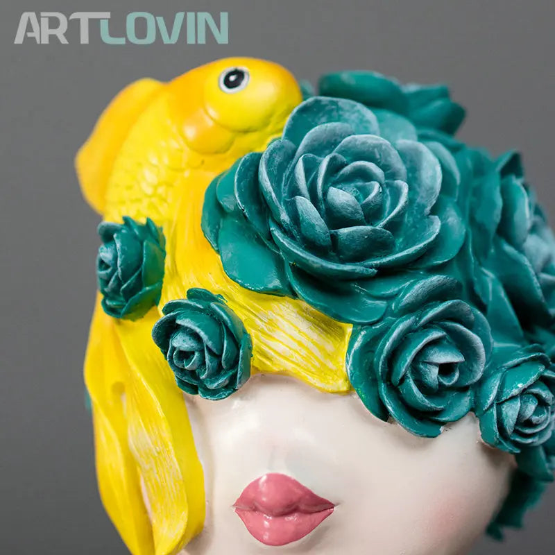 Afralia™ Resin Flowering Girl Statue | Nordic Ins Style Home Decor Angel Figure