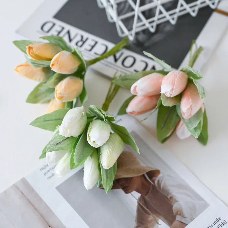 Afralia™ Silk Tulip Bouquet: Home Party & Wedding Decor Artificial Flowers Bouquet