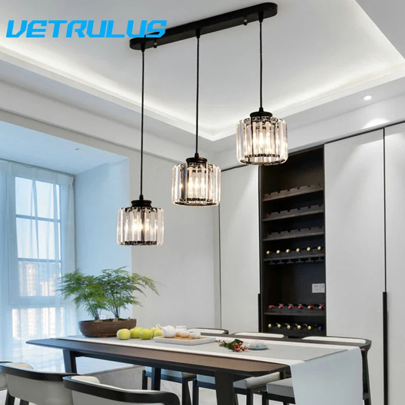 Afralia™ Crystal LED Pendant Chandelier for Dining Living Room Decor