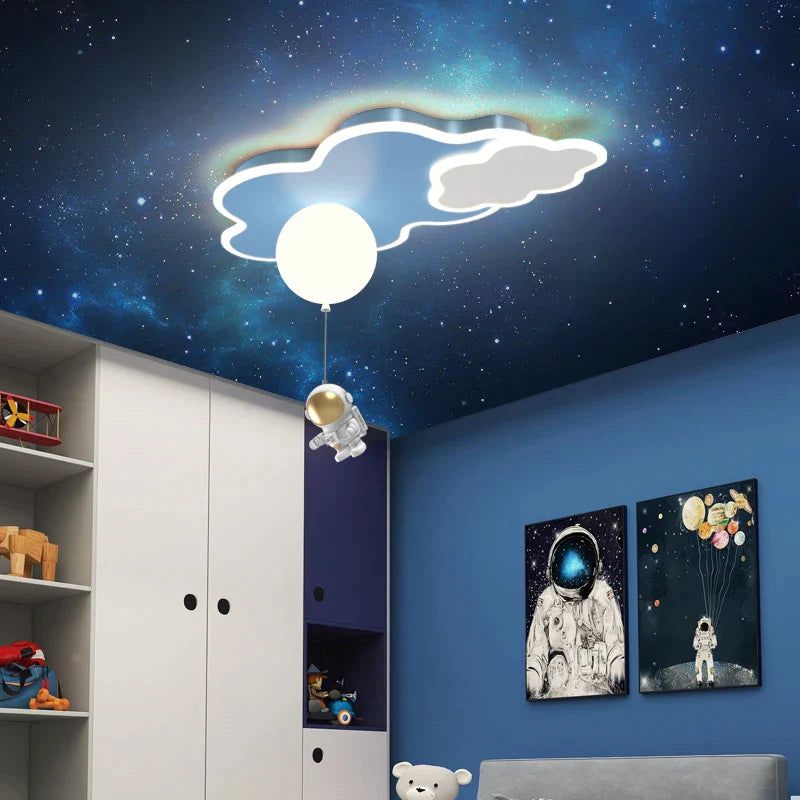 Afralia™ Kids Space Theme Ceiling Lamp - Astronaut & Airplane Design for Bedroom