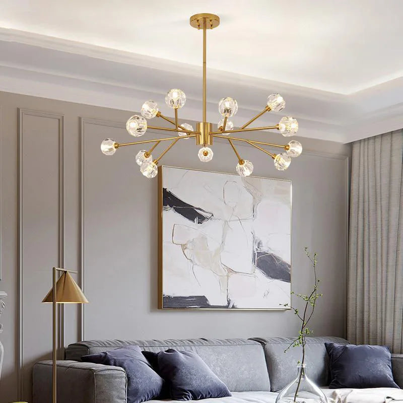 Afralia™ Crystal LED Chandelier: Modern Nordic Design Copper Ceiling Light Fixture